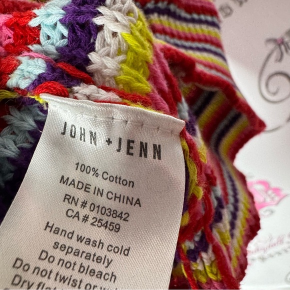 John + Jenn knit crochet rainbow top mock neck turtleneck tank multi color - Picture 9 of 9